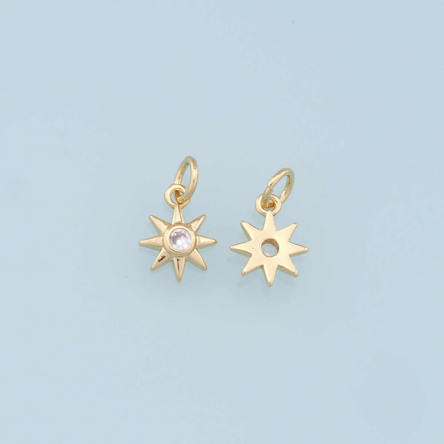 Gold Star Charms,18K Gold Filled Starburst Pendant,North Star Charm Bracelet Necklace for DIY Jewelry Making Supply