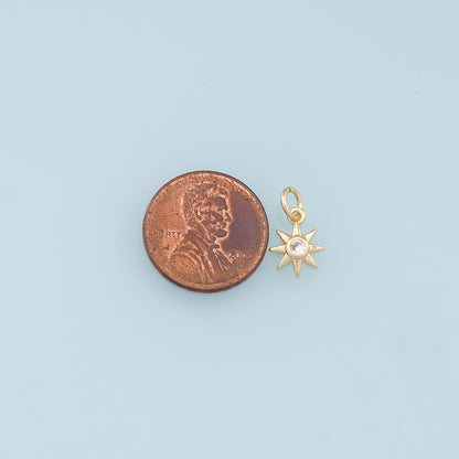 Gold Star Charms,18K Gold Filled Starburst Pendant,North Star Charm Bracelet Necklace for DIY Jewelry Making Supply