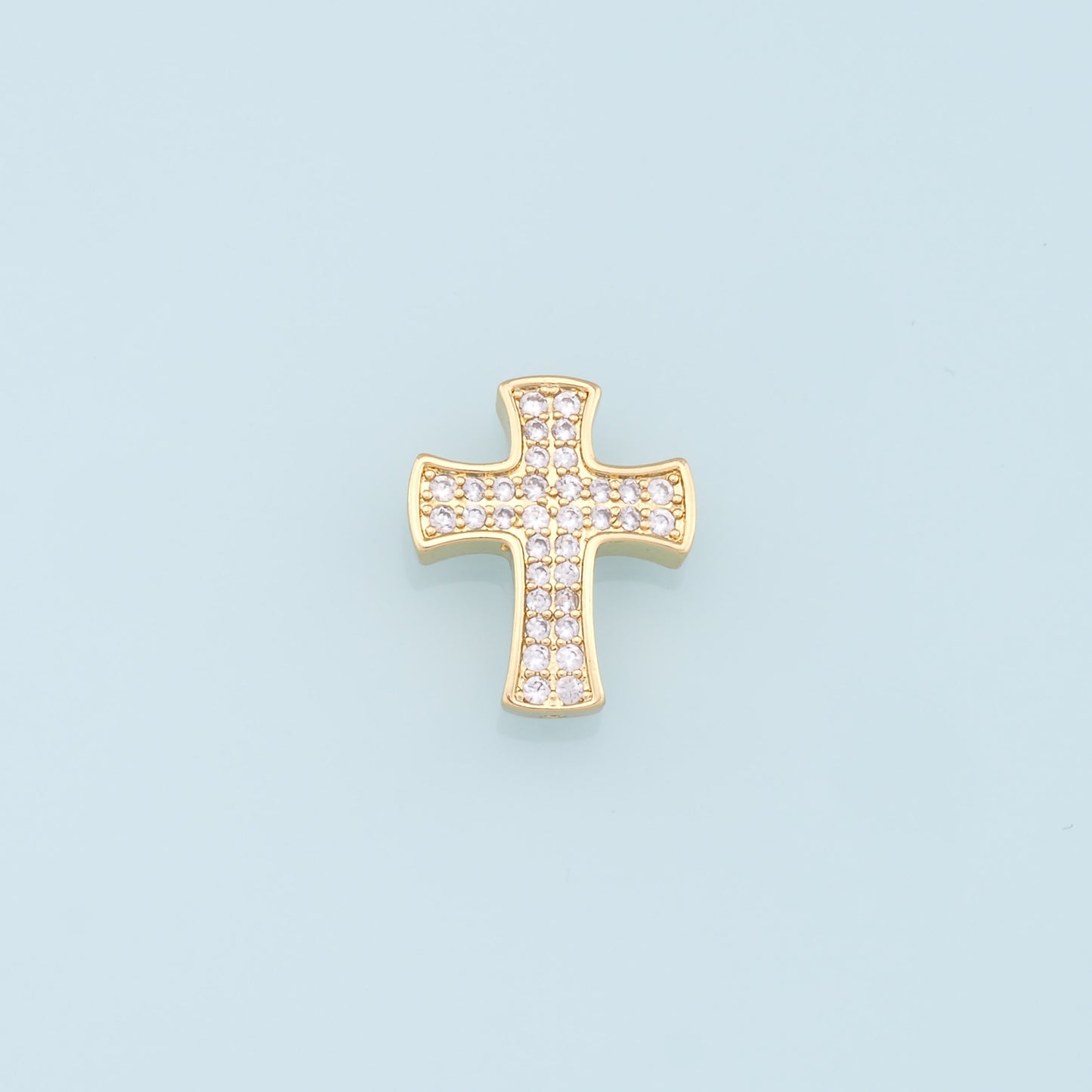Gold Cross Charms,18K Gold Filled Cross Pendant,CZ Micro Pave Cross Charm Bracelet Necklace for DIY Jewelry Making Supply