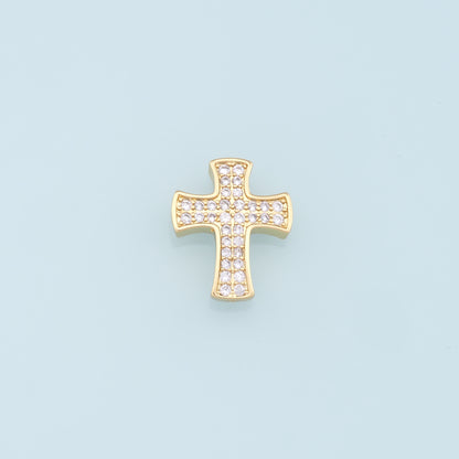 Gold Cross Charms,18K Gold Filled Cross Pendant,CZ Micro Pave Cross Charm Bracelet Necklace for DIY Jewelry Making Supply