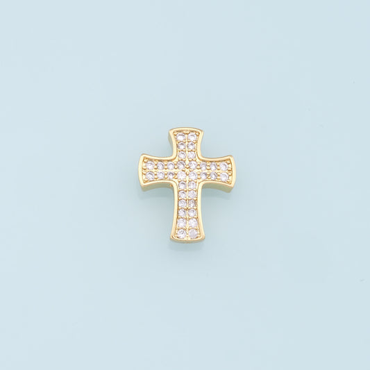 Gold Cross Charms,18K Gold Filled Cross Pendant,CZ Micro Pave Cross Charm Bracelet Necklace for DIY Jewelry Making Supply