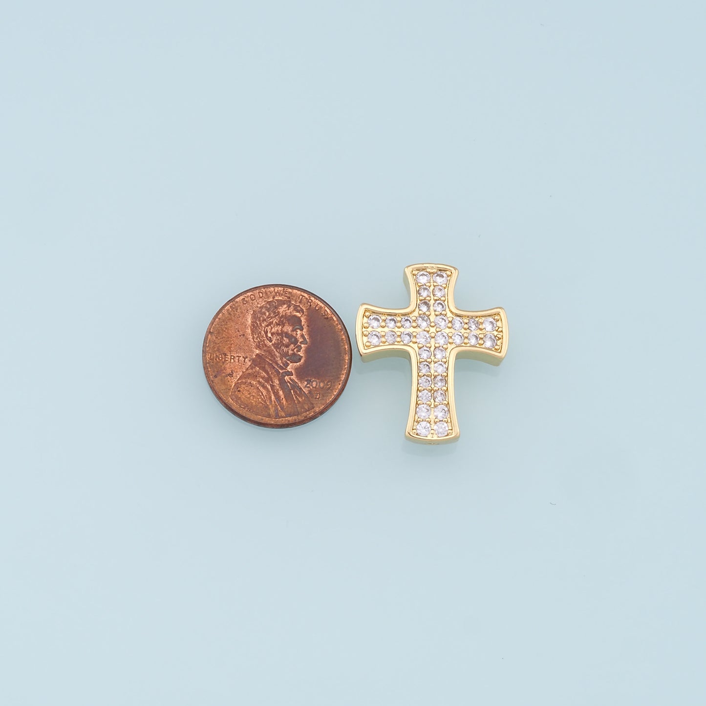 Gold Cross Charms,18K Gold Filled Cross Pendant,CZ Micro Pave Cross Charm Bracelet Necklace for DIY Jewelry Making Supply