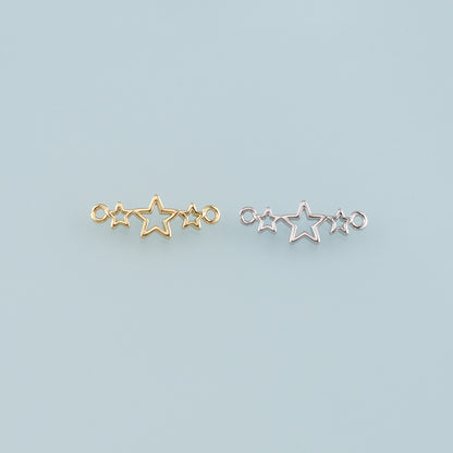 18K Gold Filled Star Connector,Celestial Charm Bracelet Necklace for DIY Jewelry Making Supply
