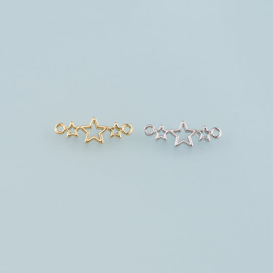 18K Gold Filled Star Connector,Celestial Charm Bracelet Necklace for DIY Jewelry Making Supply