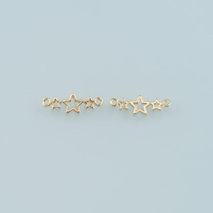 18K Gold Filled Star Connector,Celestial Charm Bracelet Necklace for DIY Jewelry Making Supply