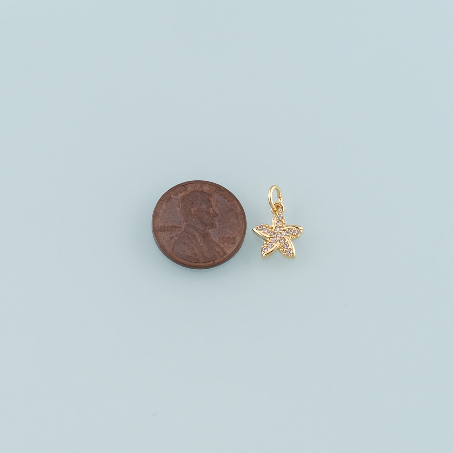 Gold Starfish Charms,18K Gold Filled Sea star Pendant,CZ Micro Pave Starfish Charm Bracelet Necklace for DIY Jewelry Making Supply