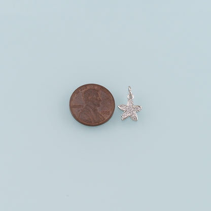 Gold Starfish Charms,18K Gold Filled Sea star Pendant,CZ Micro Pave Starfish Charm Bracelet Necklace for DIY Jewelry Making Supply