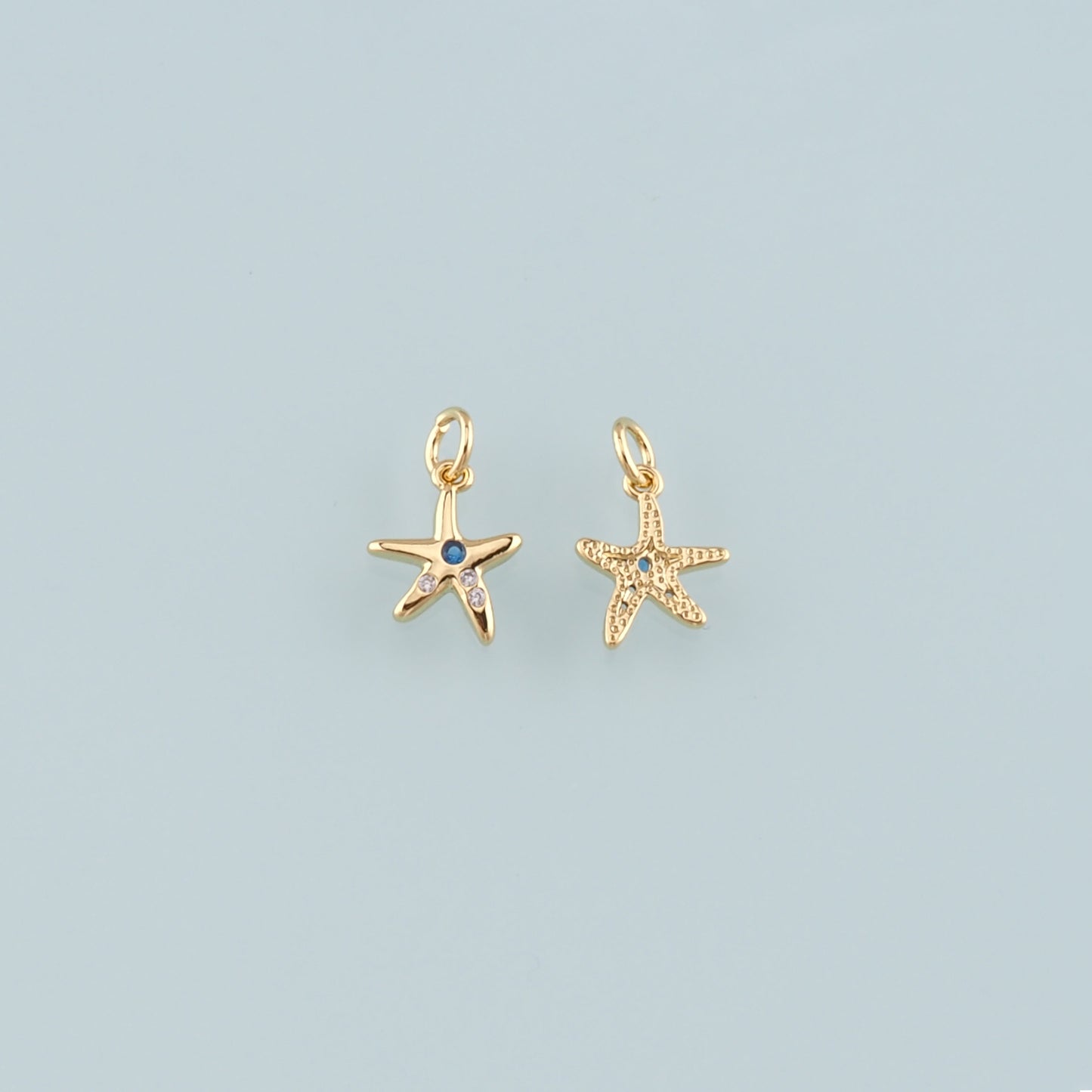 Gold Starfish Charms,18K Gold Filled Sea star Pendant,CZ Micro Pave Starfish Charm Bracelet Necklace for DIY Jewelry Making Supply