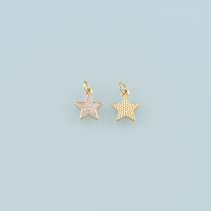 Gold Celestial Charms,18K Gold Filled Star Pendant,Enamel Star Charm Bracelet Necklace for DIY Jewelry Making Supply