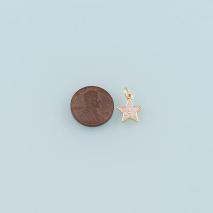 Gold Celestial Charms,18K Gold Filled Star Pendant,Enamel Star Charm Bracelet Necklace for DIY Jewelry Making Supply