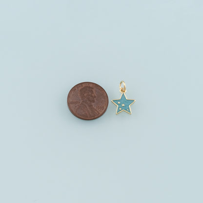 Gold Celestial Charms,18K Gold Filled Star Pendant,Enamel Star Charm Bracelet Necklace for DIY Jewelry Making Supply