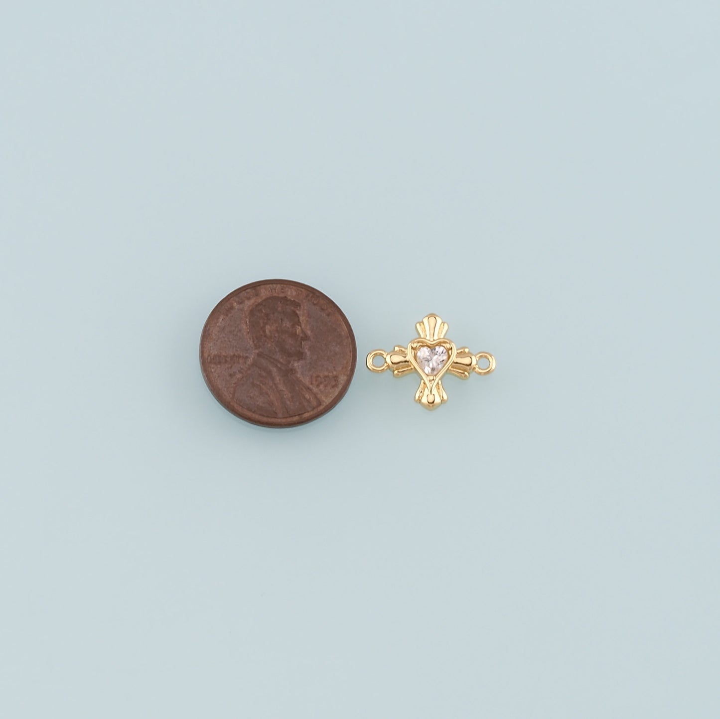 18K Gold Filled Heart Connector,CZ Micro Pvae Heart Charm Bracelet Necklace for DIY Jewelry Making Supply