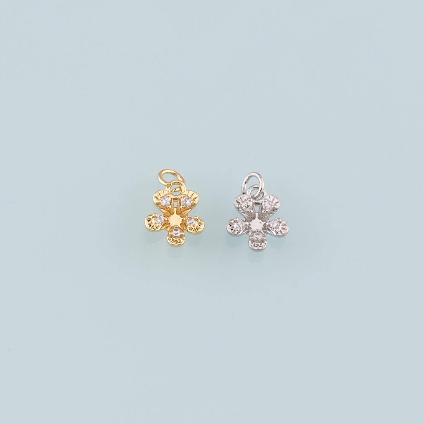 Gold Flower Charms,18K Gold Filled Flower Pendant,CZ Micro Pave Flower Charm Bracelet Necklace for DIY Jewelry Making Supply