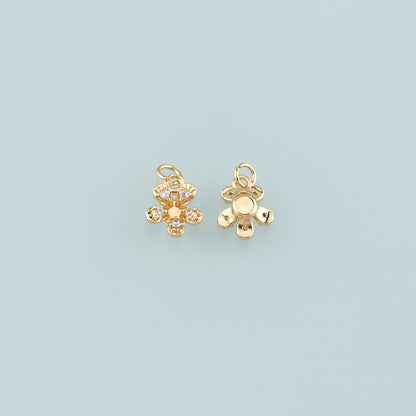 Gold Flower Charms,18K Gold Filled Flower Pendant,CZ Micro Pave Flower Charm Bracelet Necklace for DIY Jewelry Making Supply