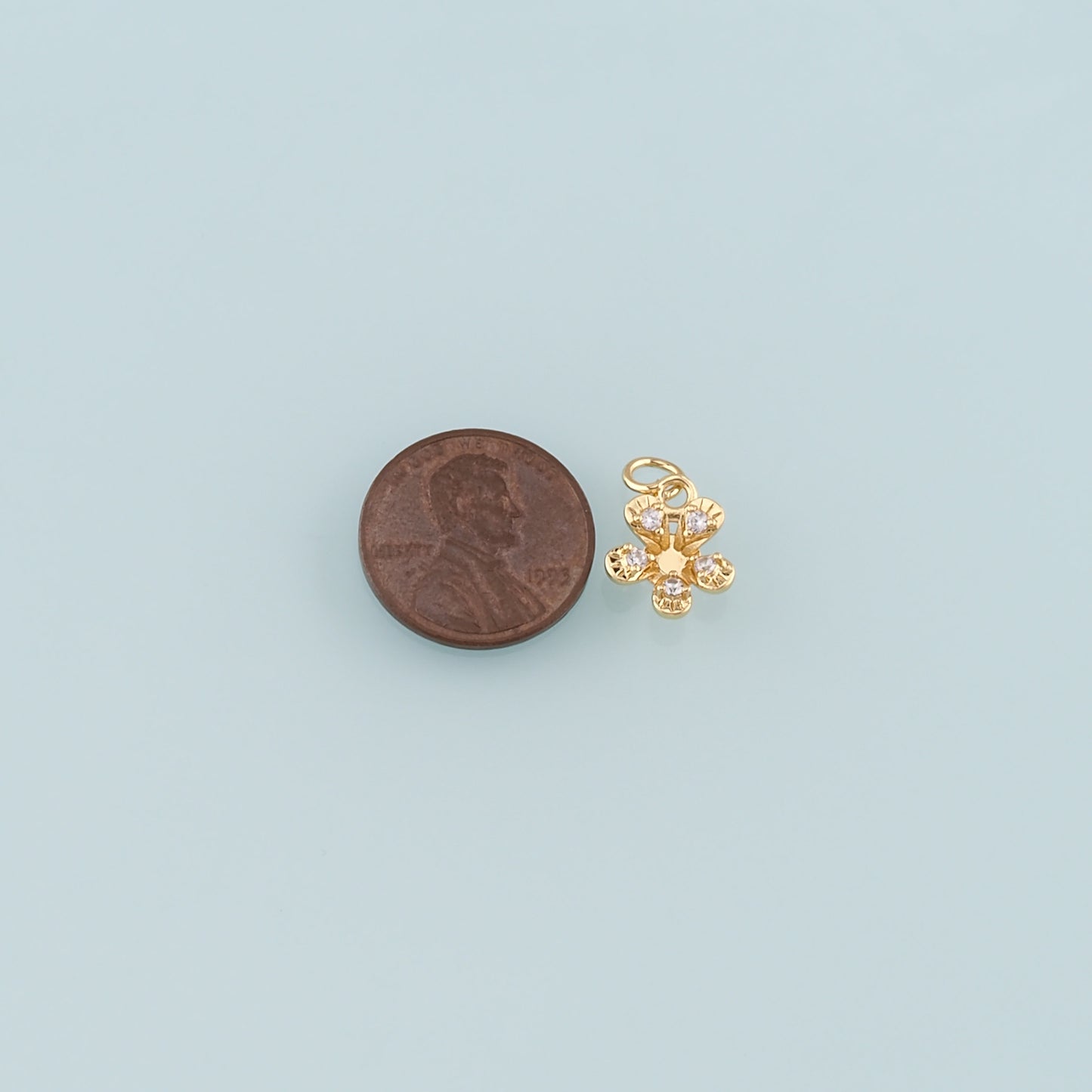 Gold Flower Charms,18K Gold Filled Flower Pendant,CZ Micro Pave Flower Charm Bracelet Necklace for DIY Jewelry Making Supply