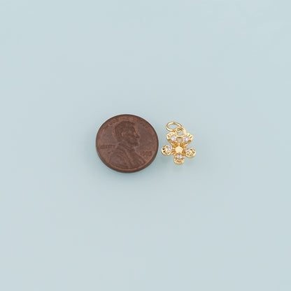 Gold Flower Charms,18K Gold Filled Flower Pendant,CZ Micro Pave Flower Charm Bracelet Necklace for DIY Jewelry Making Supply
