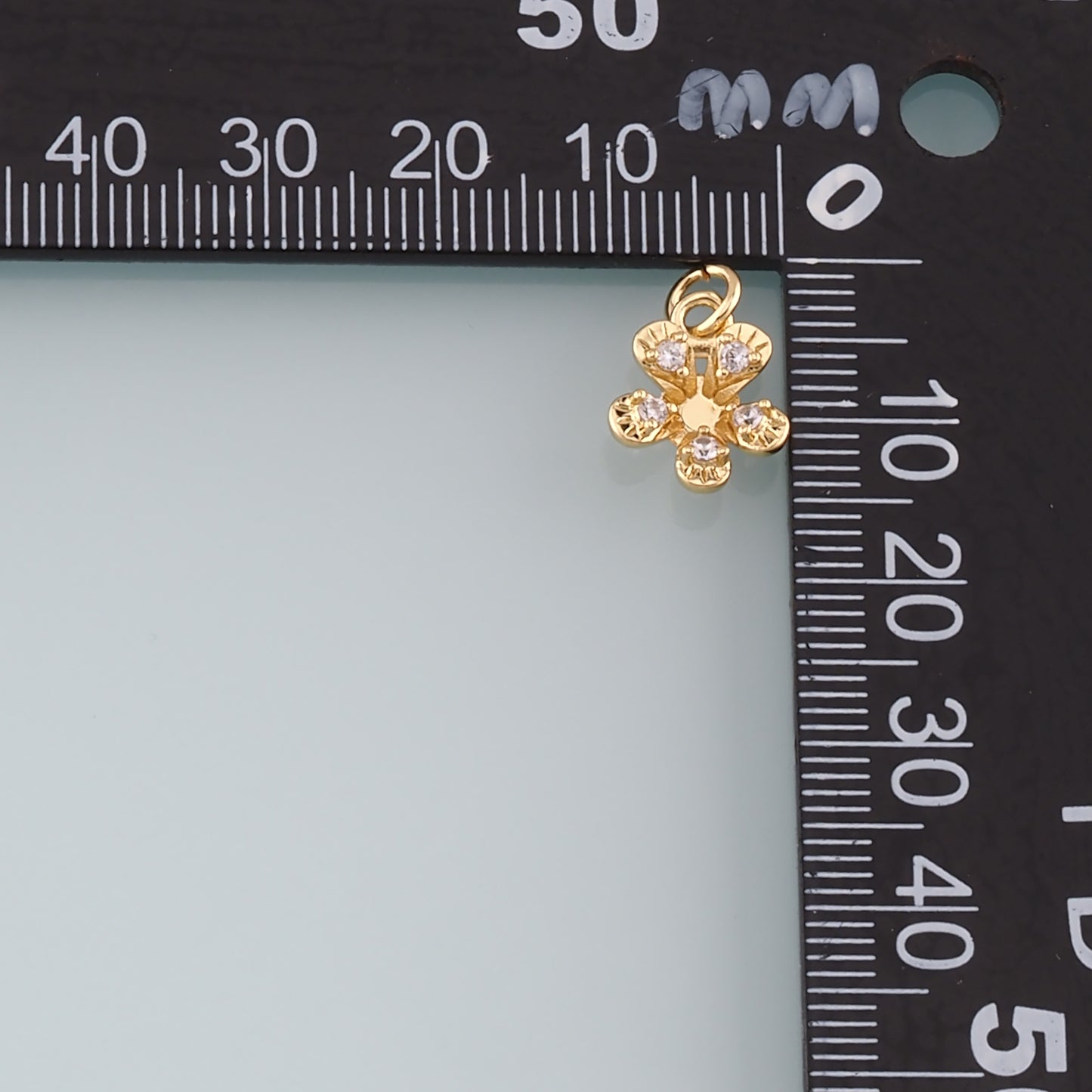 Gold Flower Charms,18K Gold Filled Flower Pendant,CZ Micro Pave Flower Charm Bracelet Necklace for DIY Jewelry Making Supply