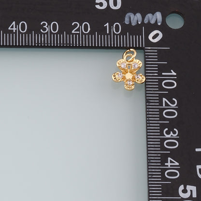 Gold Flower Charms,18K Gold Filled Flower Pendant,CZ Micro Pave Flower Charm Bracelet Necklace for DIY Jewelry Making Supply