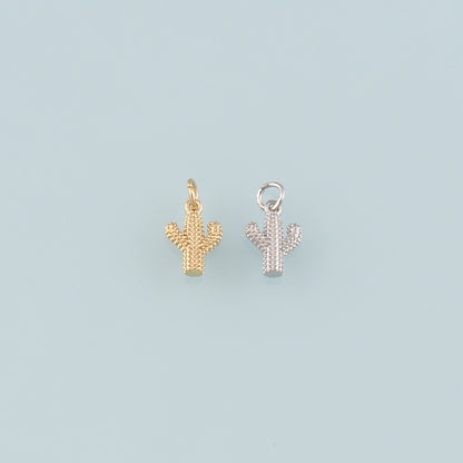 Gold Cactus Charms,18K Gold Filled Cactus Pendant,Desert Charm Bracelet Necklace for DIY Jewelry Making Supply