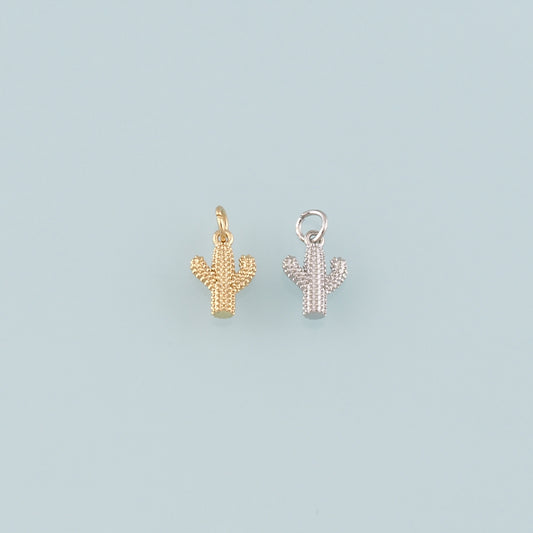 Gold Cactus Charms,18K Gold Filled Cactus Pendant,Desert Charm Bracelet Necklace for DIY Jewelry Making Supply