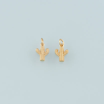 Gold Cactus Charms,18K Gold Filled Cactus Pendant,Desert Charm Bracelet Necklace for DIY Jewelry Making Supply