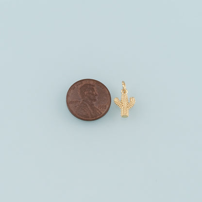 Gold Cactus Charms,18K Gold Filled Cactus Pendant,Desert Charm Bracelet Necklace for DIY Jewelry Making Supply