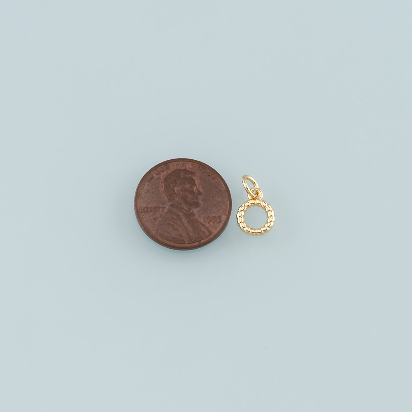 18K Gold Filled Round Pendant,Round Charm Bracelet Necklace for DIY Jewelry Making Supply