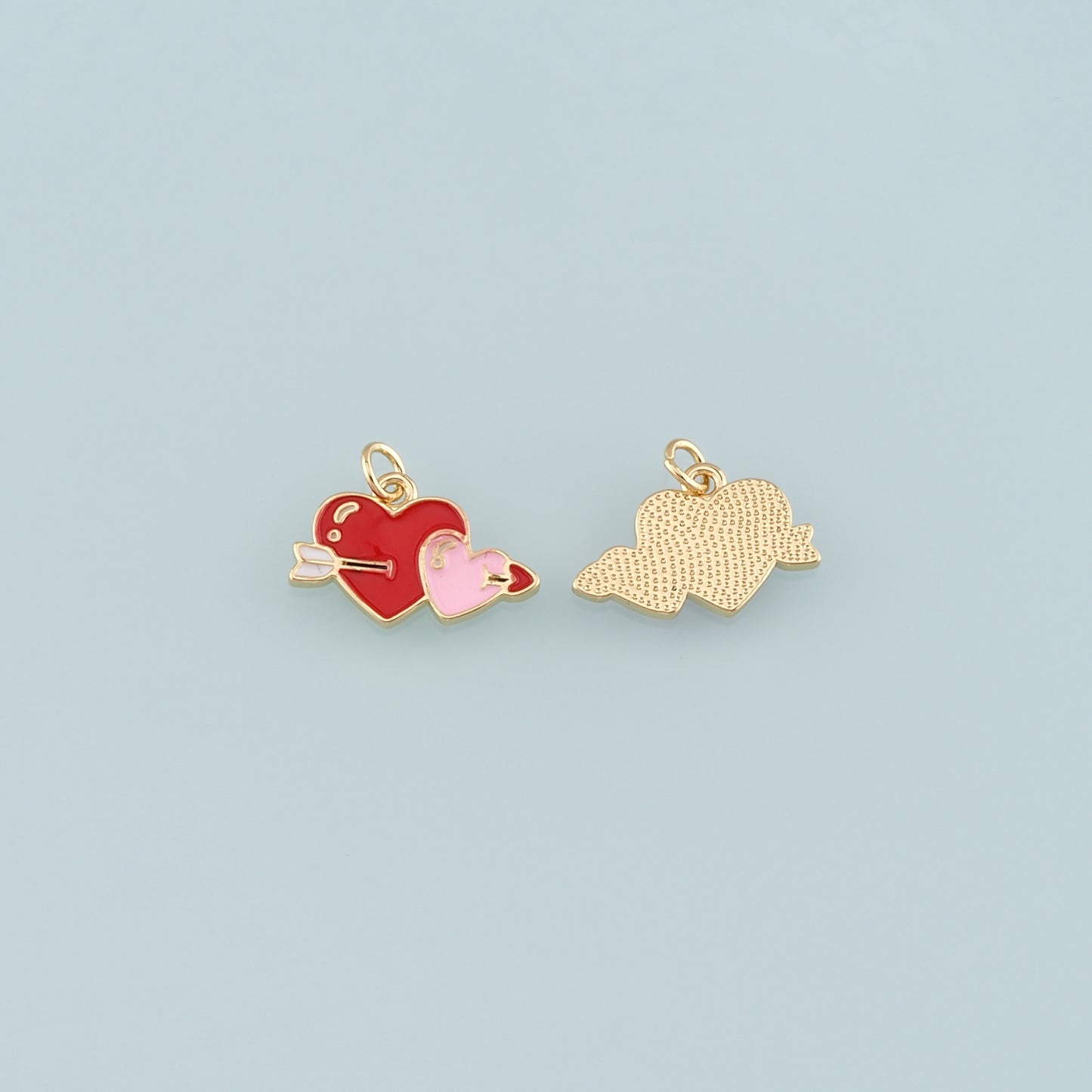 Gold Arrow Charms,18K Gold Filled Heart Arrow Pendant,Enamel Heart Charm Bracelet Necklace for DIY Jewelry Making Supply
