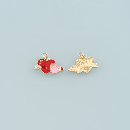 Gold Arrow Charms,18K Gold Filled Heart Arrow Pendant,Enamel Heart Charm Bracelet Necklace for DIY Jewelry Making Supply