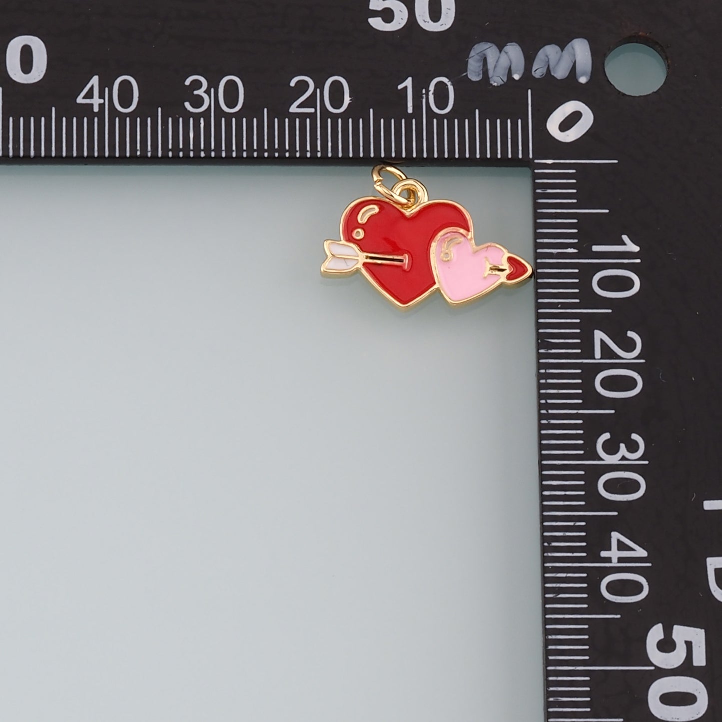 Gold Arrow Charms,18K Gold Filled Heart Arrow Pendant,Enamel Heart Charm Bracelet Necklace for DIY Jewelry Making Supply