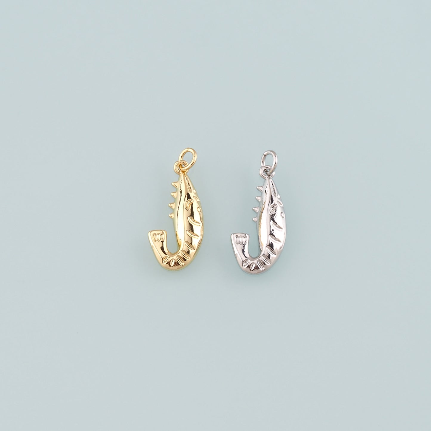 Gold Ocean Charms,18K Gold Filled Shrimp Pendant,Shrimp Charm Bracelet Necklace for DIY Jewelry Making Supply