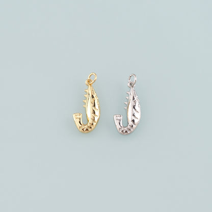 Gold Ocean Charms,18K Gold Filled Shrimp Pendant,Shrimp Charm Bracelet Necklace for DIY Jewelry Making Supply