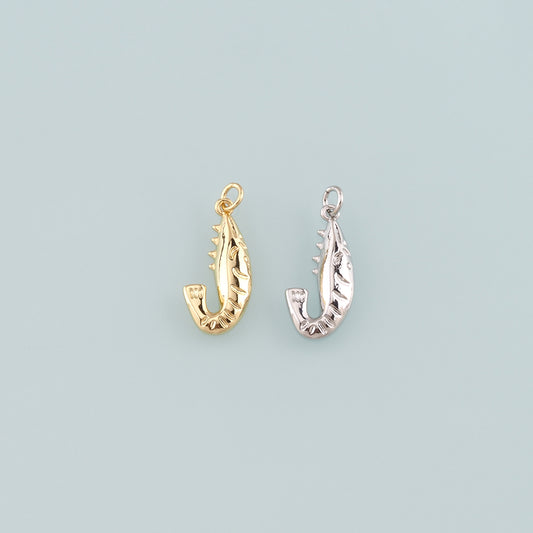 Gold Ocean Charms,18K Gold Filled Shrimp Pendant,Shrimp Charm Bracelet Necklace for DIY Jewelry Making Supply