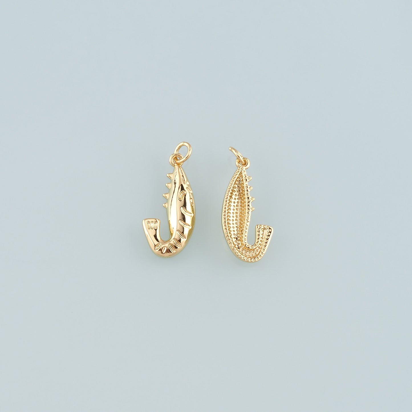 Gold Ocean Charms,18K Gold Filled Shrimp Pendant,Shrimp Charm Bracelet Necklace for DIY Jewelry Making Supply