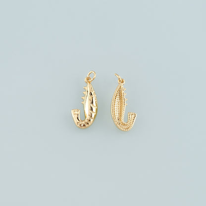 Gold Ocean Charms,18K Gold Filled Shrimp Pendant,Shrimp Charm Bracelet Necklace for DIY Jewelry Making Supply
