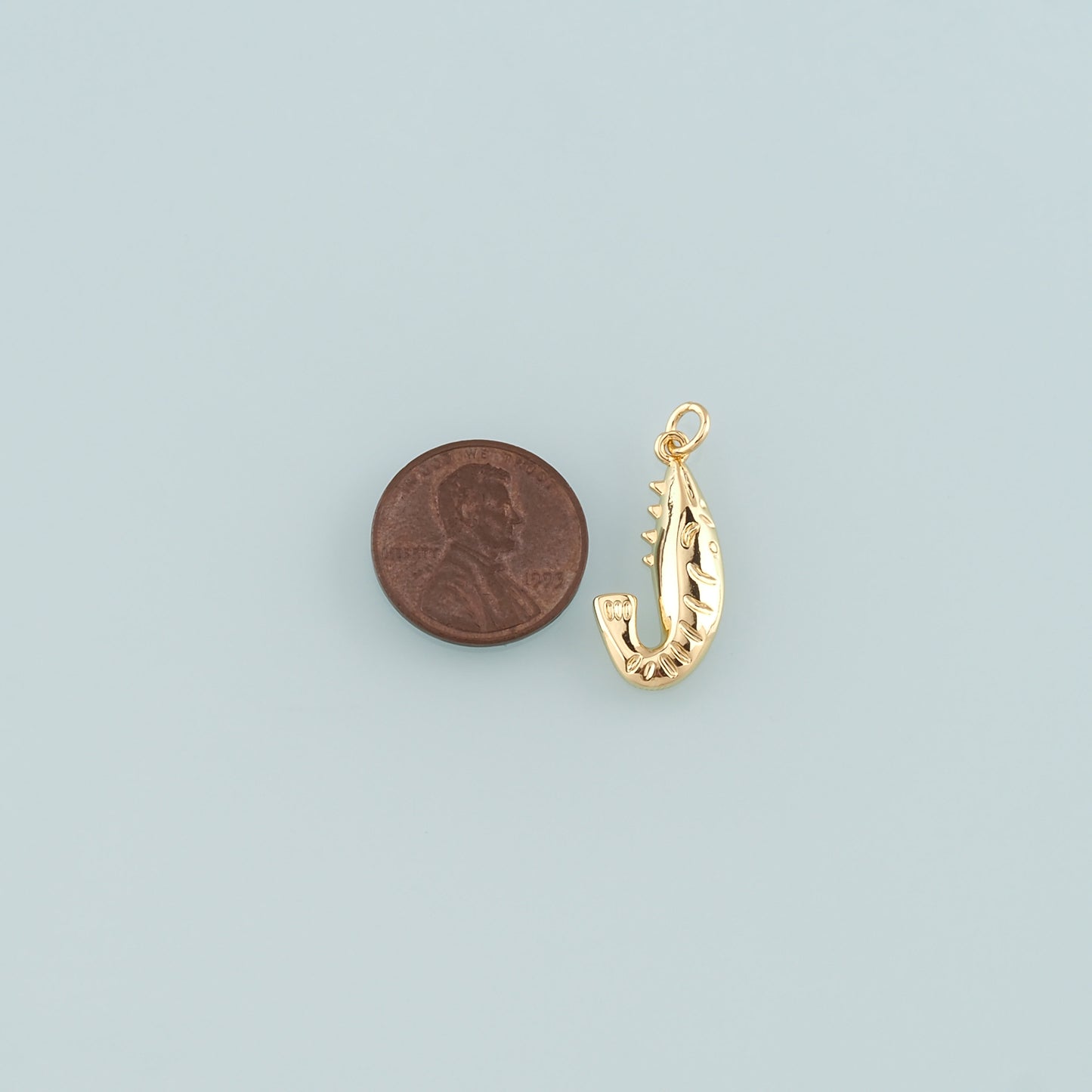 Gold Ocean Charms,18K Gold Filled Shrimp Pendant,Shrimp Charm Bracelet Necklace for DIY Jewelry Making Supply