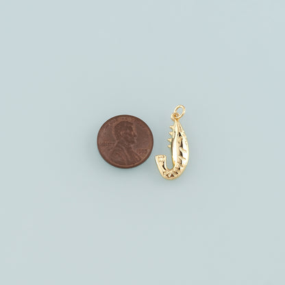 Gold Ocean Charms,18K Gold Filled Shrimp Pendant,Shrimp Charm Bracelet Necklace for DIY Jewelry Making Supply