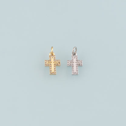 Gold Cross Charms,18K Gold Filled Cross Pendant,CZ Micro Pave Religion Charm Bracelet Necklace for DIY Jewelry Making Supply