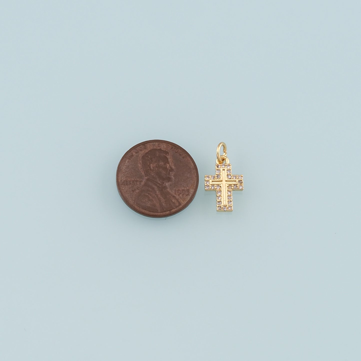 Gold Cross Charms,18K Gold Filled Cross Pendant,CZ Micro Pave Religion Charm Bracelet Necklace for DIY Jewelry Making Supply