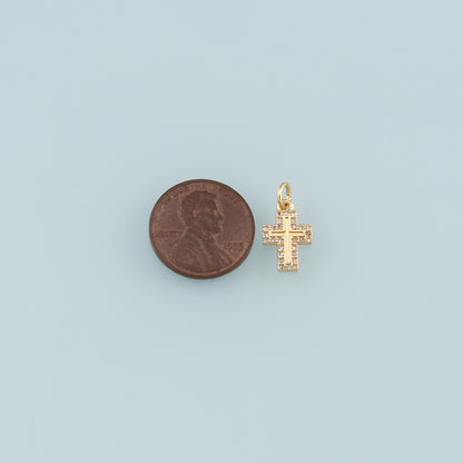 Gold Cross Charms,18K Gold Filled Cross Pendant,CZ Micro Pave Religion Charm Bracelet Necklace for DIY Jewelry Making Supply