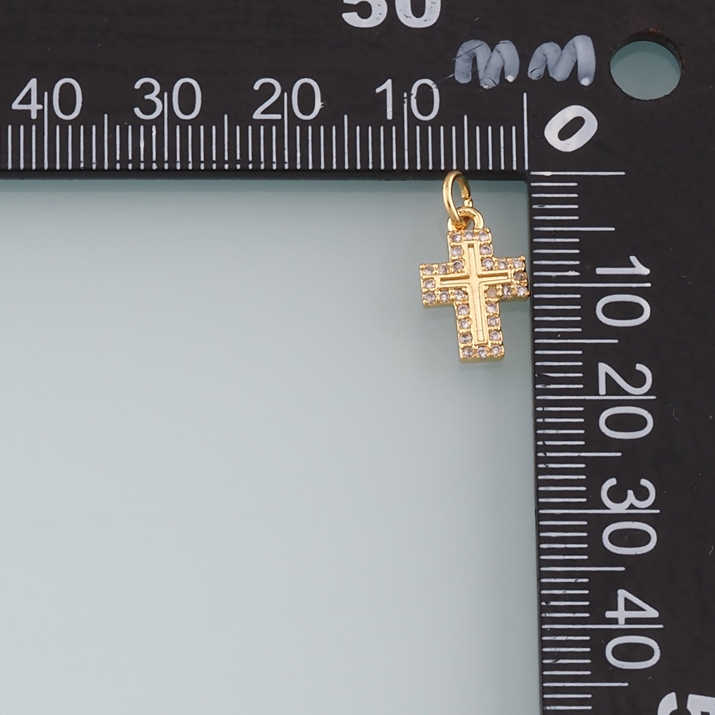 Gold Cross Charms,18K Gold Filled Cross Pendant,CZ Micro Pave Religion Charm Bracelet Necklace for DIY Jewelry Making Supply