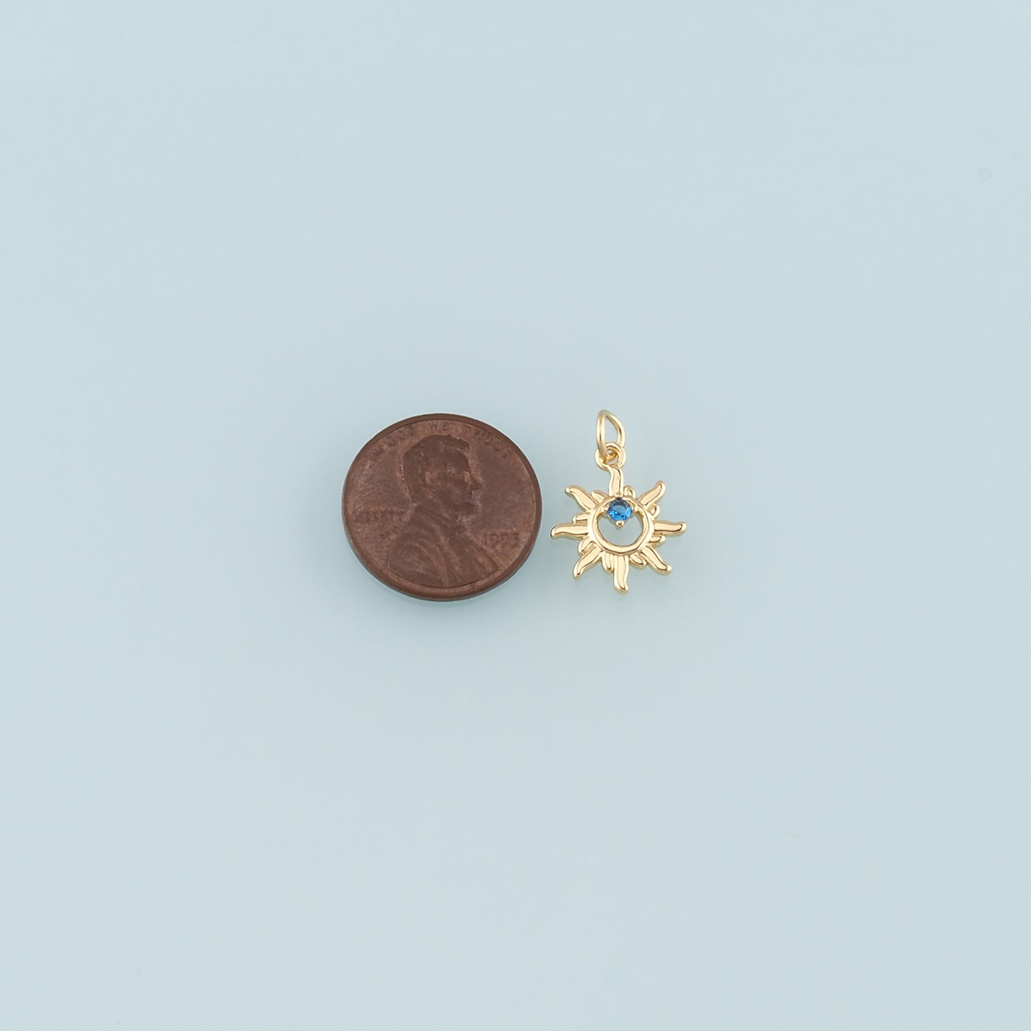 Gold Sun Charms,18K Gold Filled Sun Pendant,CZ Micro Pave Celestial Charm Bracelet Necklace for DIY Jewelry Making Supply