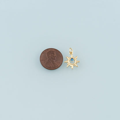 Gold Sun Charms,18K Gold Filled Sun Pendant,CZ Micro Pave Celestial Charm Bracelet Necklace for DIY Jewelry Making Supply