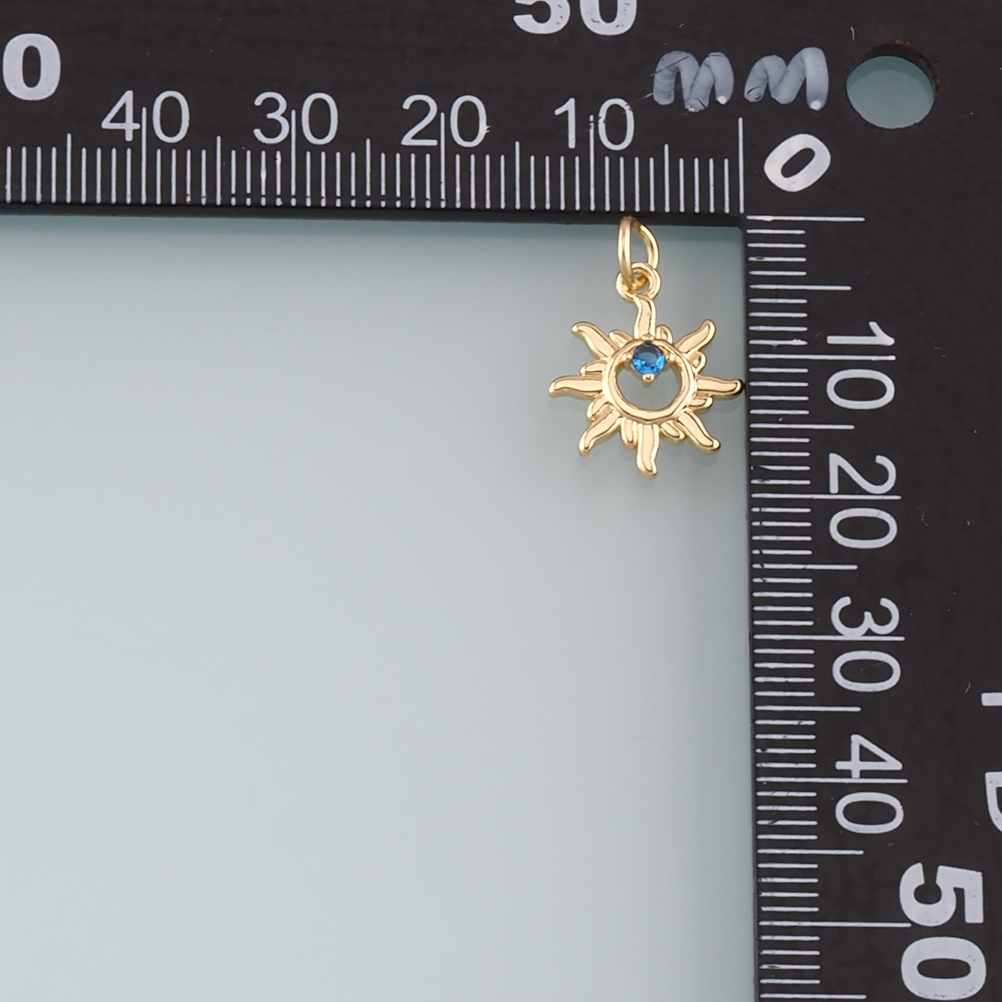 Gold Sun Charms,18K Gold Filled Sun Pendant,CZ Micro Pave Celestial Charm Bracelet Necklace for DIY Jewelry Making Supply