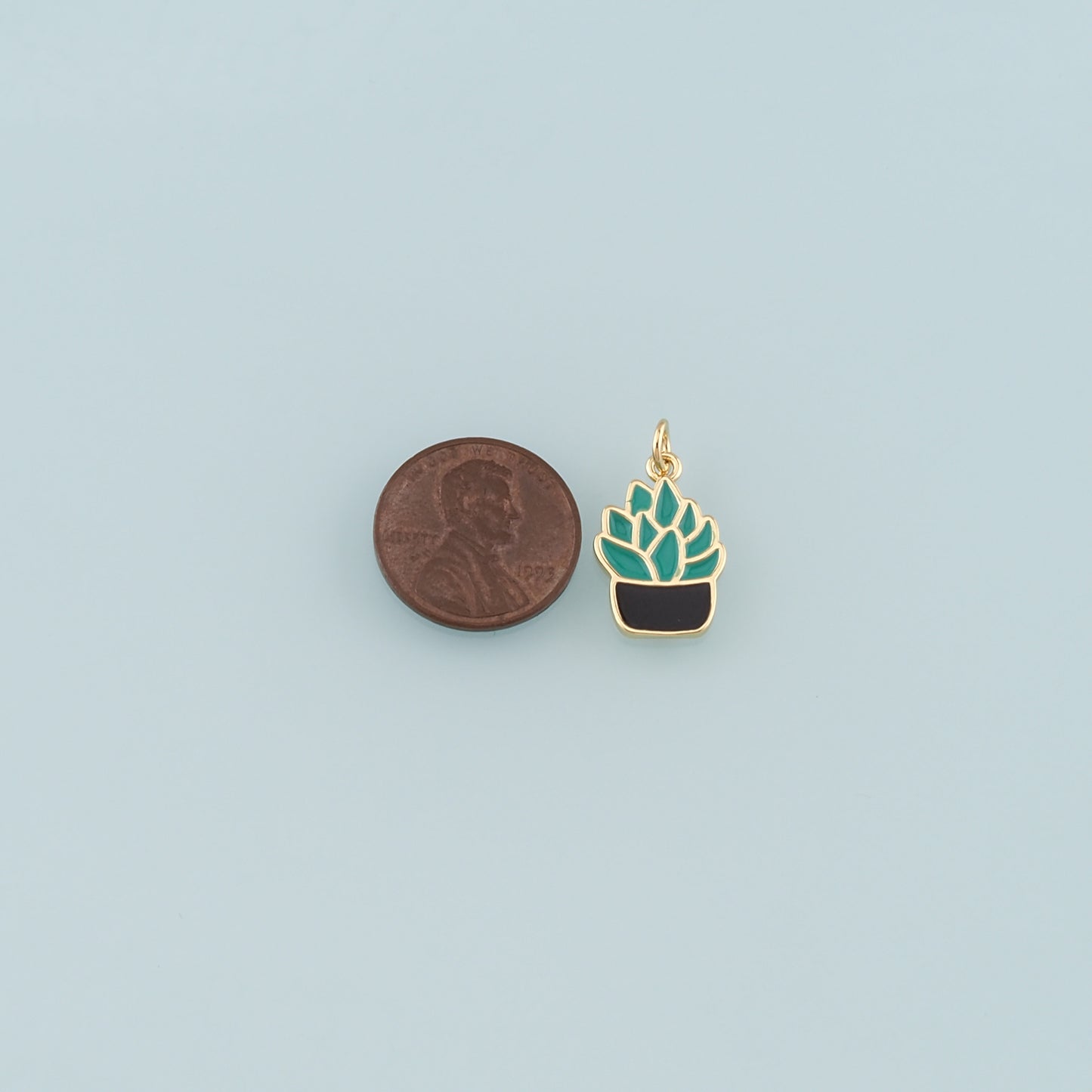 Gold Plant Charms,18K Gold Filled Succulent Pendant,Enamel Potted Plant Charm Bracelet Necklace for DIY Jewelry Making Supply