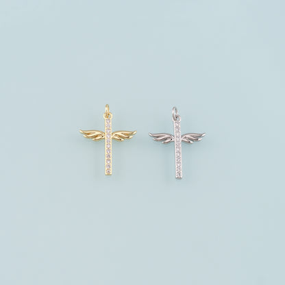 Gold Wing Charms,18K Gold Filled Wings Pendant,CZ Micro Pave Angel Wings Charm Bracelet Necklace for DIY Jewelry Making Supply