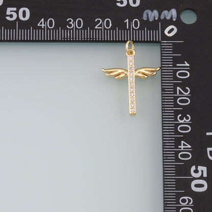 Gold Wing Charms,18K Gold Filled Wings Pendant,CZ Micro Pave Angel Wings Charm Bracelet Necklace for DIY Jewelry Making Supply