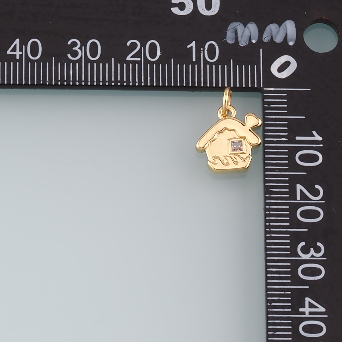 18K Gold Filled House Pendant,CZ Micro Pave House Charm Bracelet Necklace for DIY Jewelry Making Supply