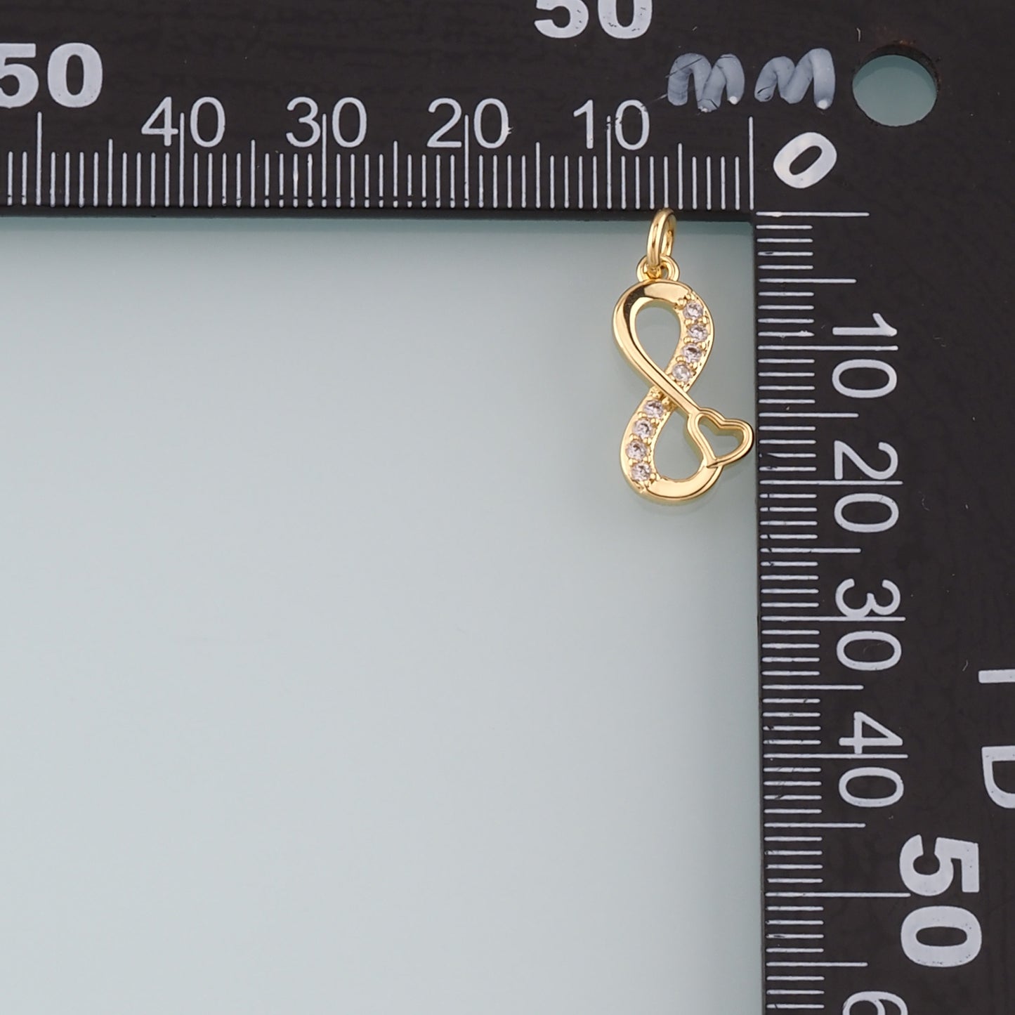 18K Gold Filled Infinity Pendant,CZ Micro Pave Infinity Charm Bracelet Necklace for DIY Jewelry Making Supply