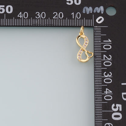 18K Gold Filled Infinity Pendant,CZ Micro Pave Infinity Charm Bracelet Necklace for DIY Jewelry Making Supply